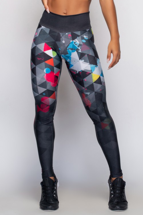 Calça Legging Feminina com Estampa Sublimada Grafite