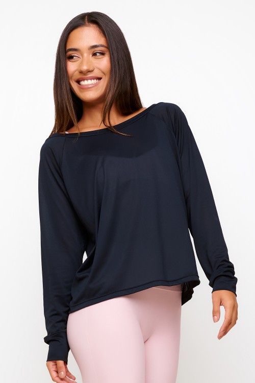 Blusa Preta Manga Longa Shuffle