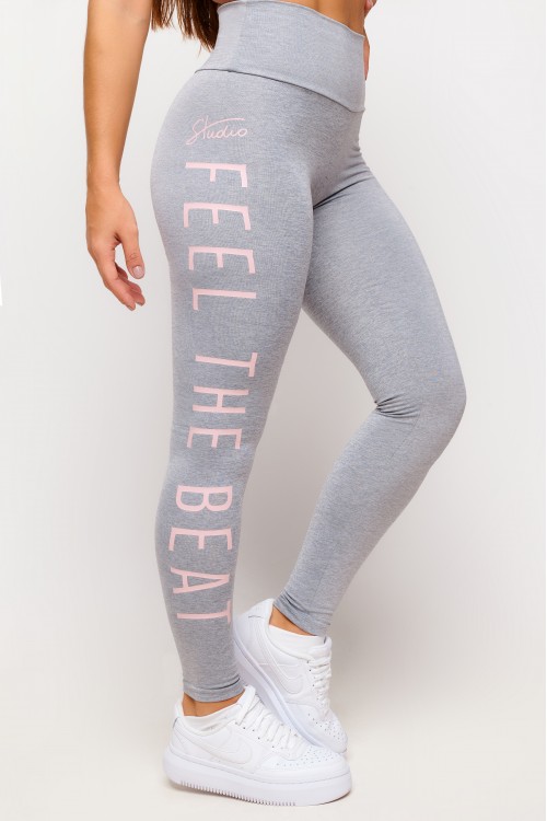 Calça Legging Mescla Claro com Rosê Feel The Beat