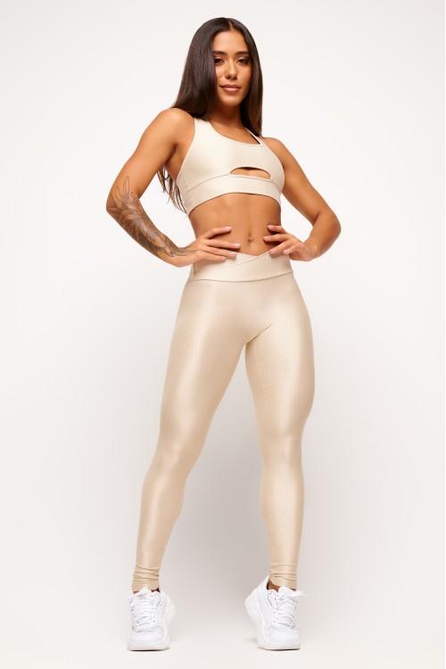 Calça Legging Nude Transpassada Essence