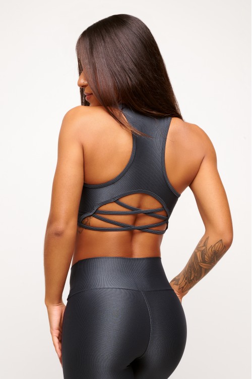 Top Gray Nadador com Tiras Essence