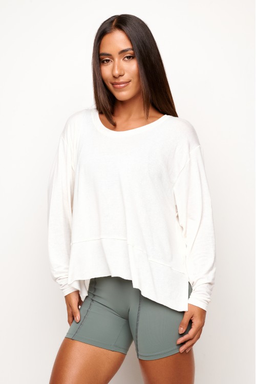 Blusa Manga Longa Off White Bloom